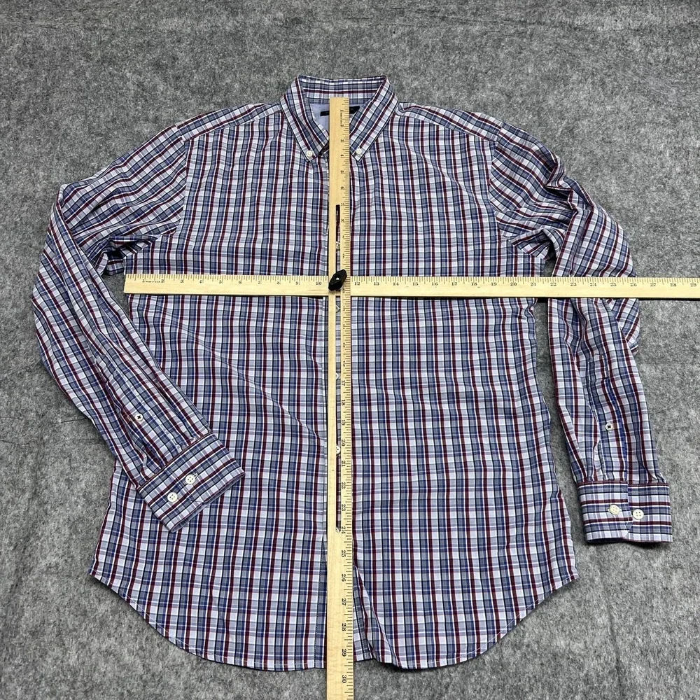 Banana Republic Shirt Mens L Blue Red Plaid Soft Wash Button Long Sleeve Preppy